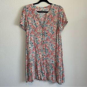 Loft MP Pink Floral Button Dress